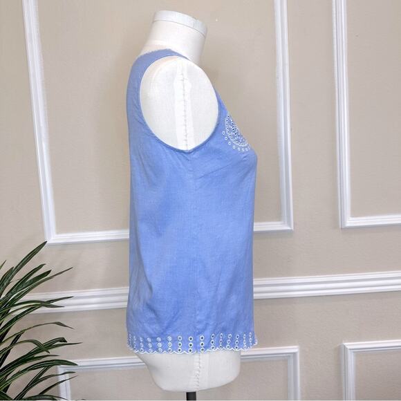 J.CREW Embroidered Circles Top French Blue Size 4 - Picture 6 of 16